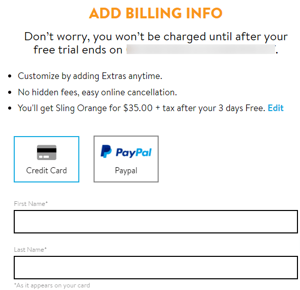 Billing details