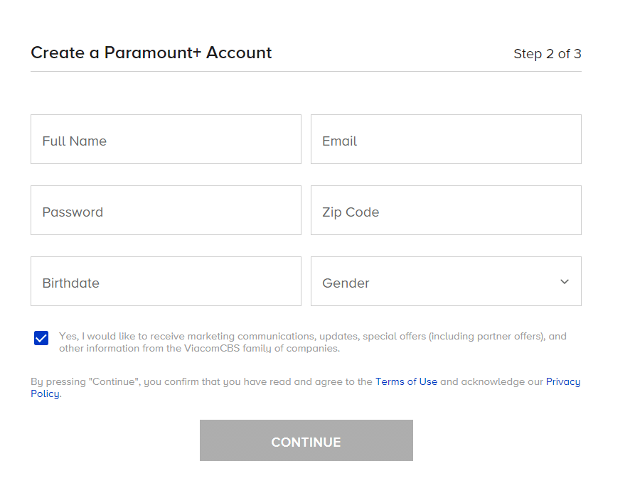 Create a Paramount+ Account