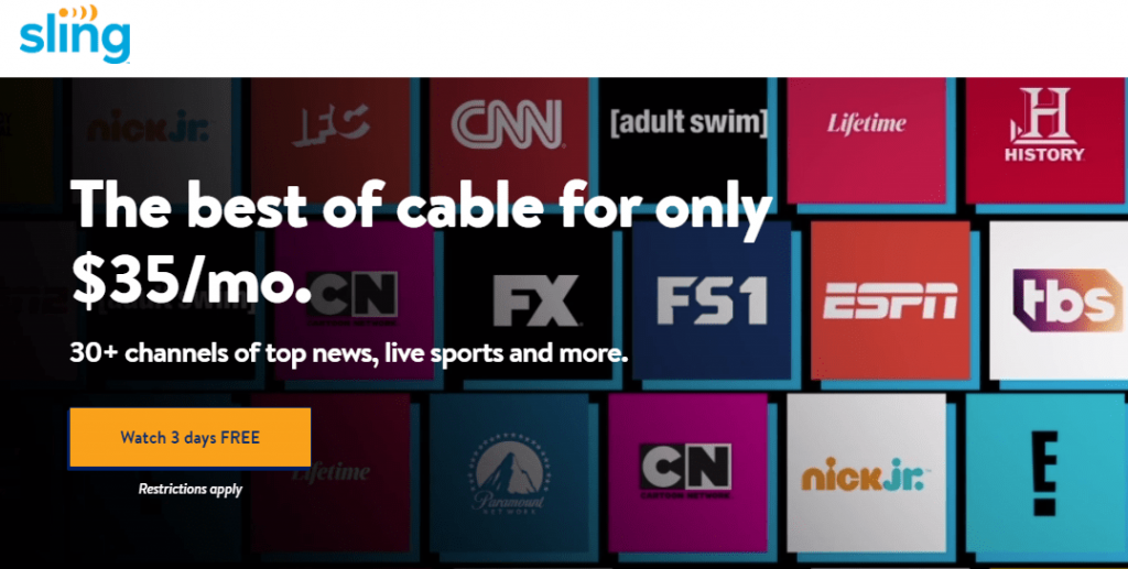 Sling TV 3 Days Free Trail